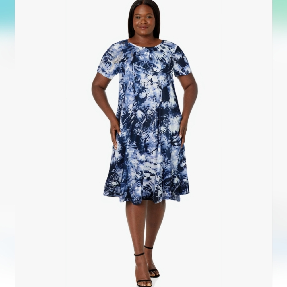 Relaxed T-shirt Floral Flowy Sundress with Pockets - Picture 2 of 7